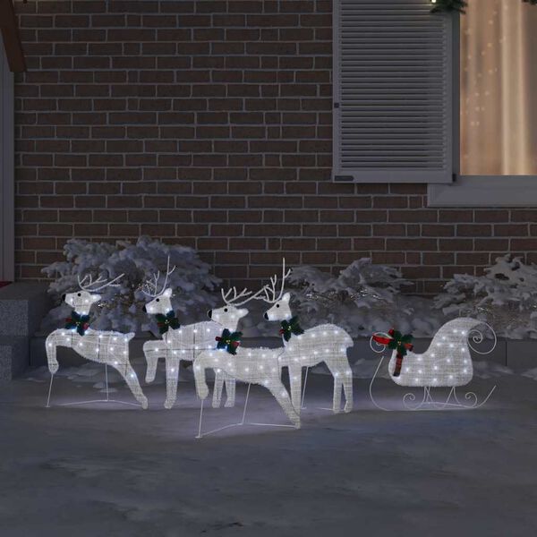 vidaXL LED Reindeers 5 pcs Silver Fabric