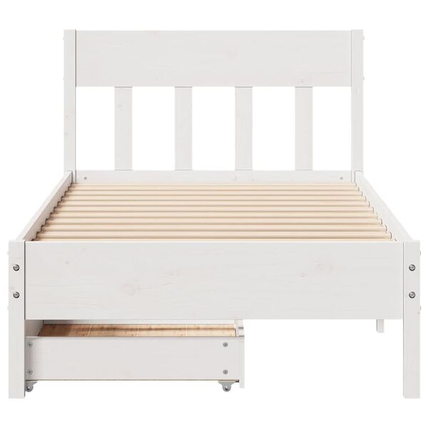 vidaXL Bed Frame without Mattress White 90x190 cm Single Solid Wood Pine