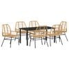 vidaXL Garden Dining Set 7 pcs Brown Poly Rattan