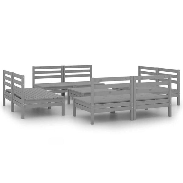 vidaXL 9 Piece Garden Lounge Set Grey Solid Pinewood