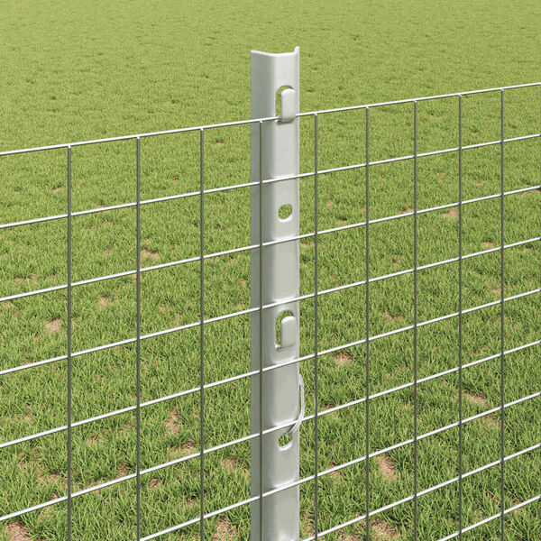 vidaXL Fence with Post Silver 1.2 x 10 m Steel