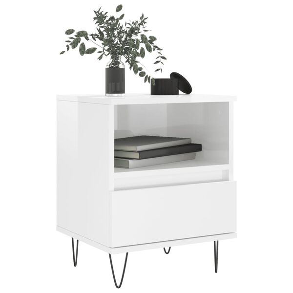 vidaXL Bedside Cabinets 2 pcs High Gloss White 40x35x50 cm Engineered Wood