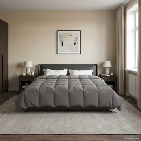 vidaXL Summer Duvet Quilted Light Grey 200 x 200 cm Microfiber