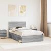 vidaXL Bed Frame Grey Sonoma 120 x 190 cm Solid Pine Wood