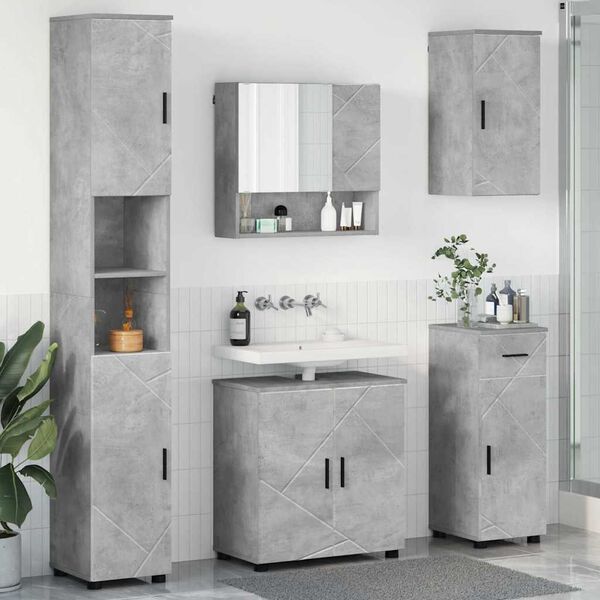 vidaXL Bathroom Furniture Set with Drawer 5 pcs Concrete Grey
