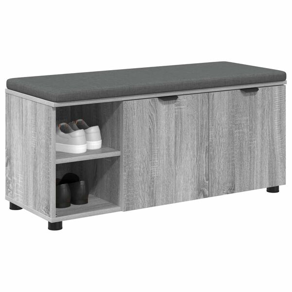 vidaXL Hall Bench with Cushion Plain Grey Sonoma 100 x 38 x 46 cm