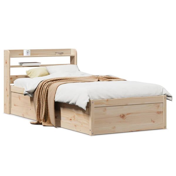 vidaXL Bed Frame with Headboard 90x190 cm Single Solid Wood Pine