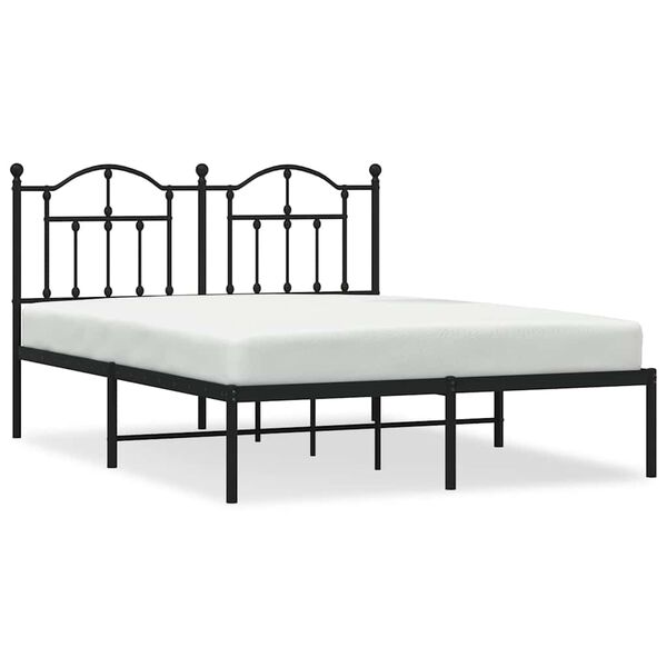vidaXL Metal Bed Frame without Mattress with Headboard Black 140x190cm