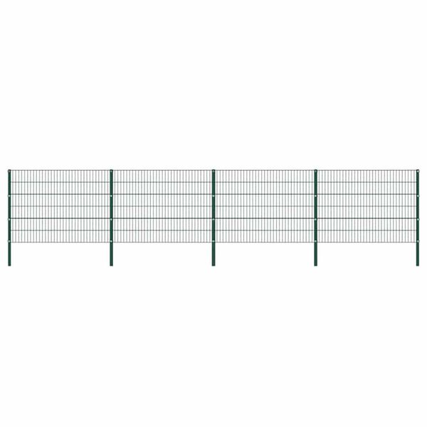 vidaXL Fence Panel with Posts Iron 694.5x120 cm Green