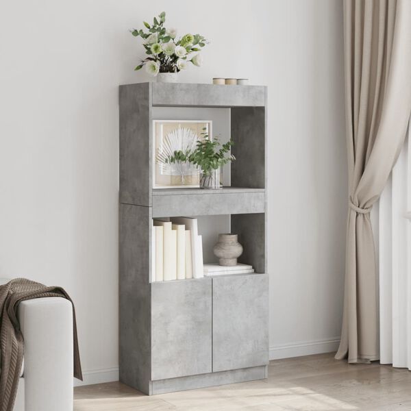 vidaXL Highboard Concrete Grey 63x33x140 cm Engineered Wood
