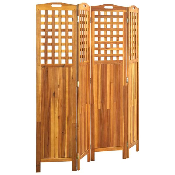vidaXL 4-Panel Room Divider 161x2x170 cm Solid Acacia Wood