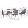 vidaXL 7 Piece Garden Dining Set with Cushions Grey Poly Rattan