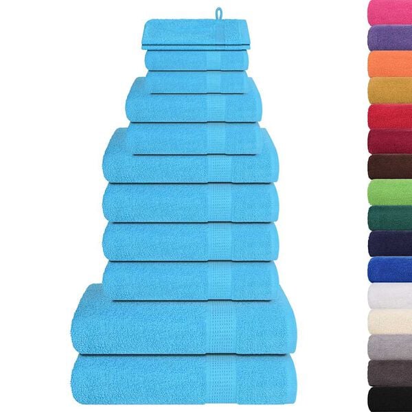 vidaXL 12 Piece Towel Set "FROGN" Turquoise 100% Cotton