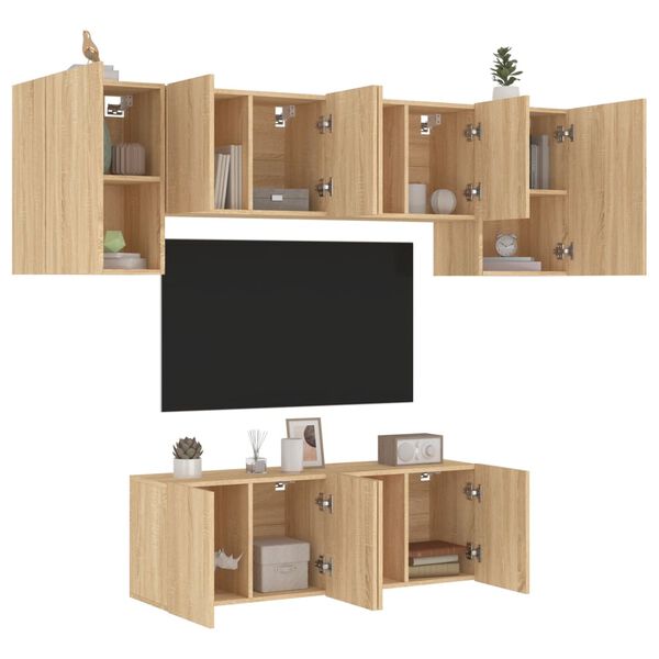 vidaXL 6 Piece TV Wall Units Sonoma Oak Engineered Wood