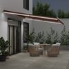 vidaXL Manual Retractable Awning with LED Brown 500x350 cm