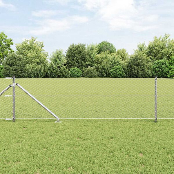 vidaXL Fence Post Silver 25 x 0.6 m (25 mm mesh) Steel
