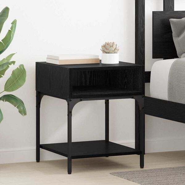 vidaXL Bedside Table 2 pcs Black Oak 40 x 40 x 50 cm Engineered Wood