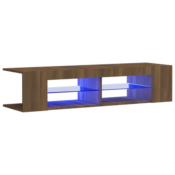 vidaXL TV Cabinet with LED Lights Brown Oak 135x39x30 cm