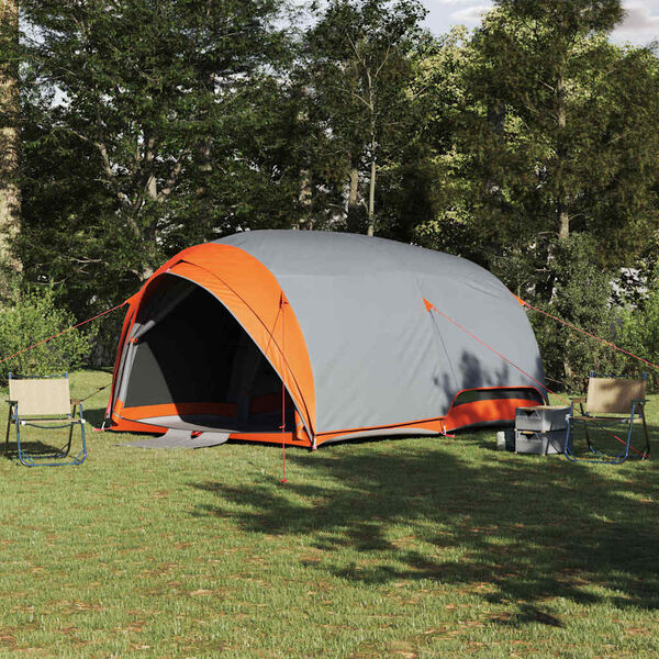 vidaXL Tunnel tent Grey and Orange 410 x 285 x 198 cm Taffeta