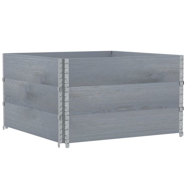 vidaXL Pallet Collars 3 pcs Grey 100x100 cm Solid Wood Pine
