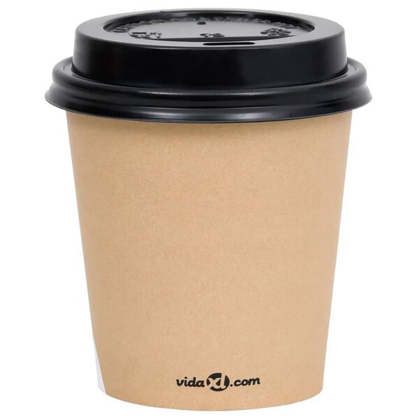 vidaXL Coffee Paper Cups with Lids 200 ml 250 pcs Brown