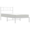 vidaXL Metal Bed Frame without Mattress with Headboard White 80x200cm