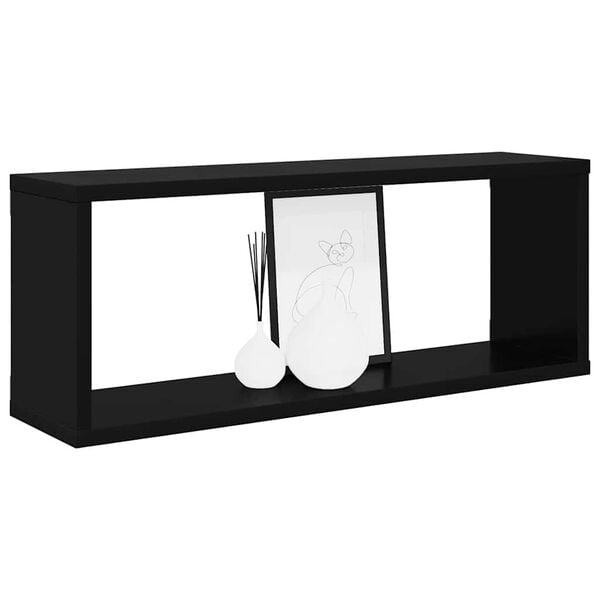 vidaXL Wall Cube Shelf 2 pcs Black 60x15x23 cm Engineered Wood