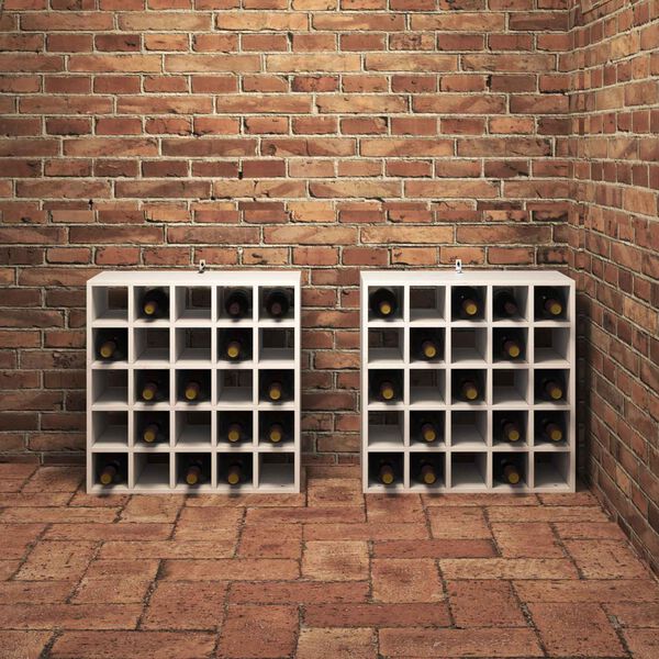 vidaXL Wine Rack 2 pcs White 56 x 25 x 56 cm Solid Pine Wood
