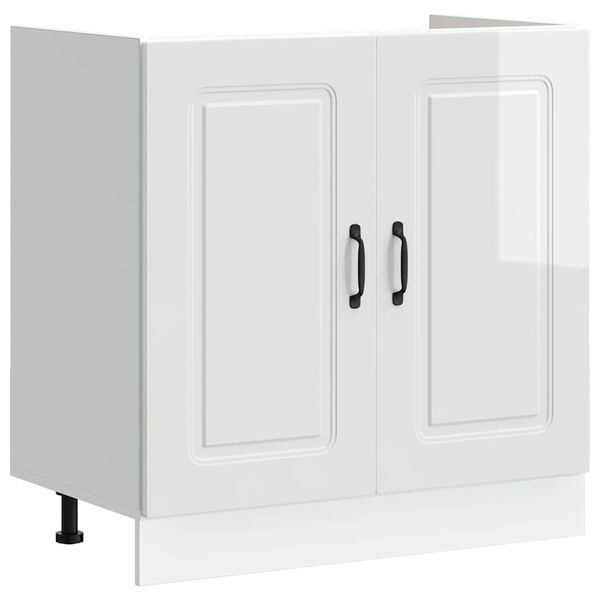 vidaXL Kitchen Cabinet with Door Kalmar Glossy White 80 x 46 x 81.5 cm