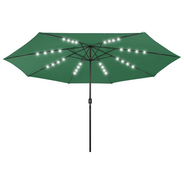 vidaXL Garden Parasol with LED Lights 400 cm Green