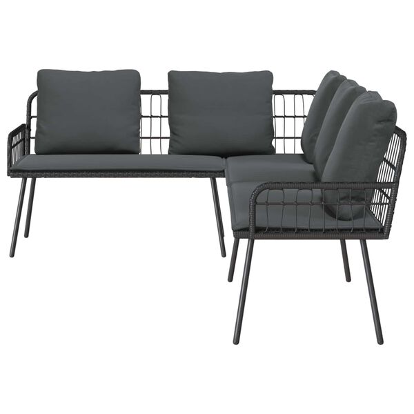 vidaXL Garden Sofa Set with Cushion 2 pcs Black Poly Rattan