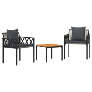 vidaXL Outdoor Furniture Set 3 pcs Grey and Dark Grey Poly Rattan
