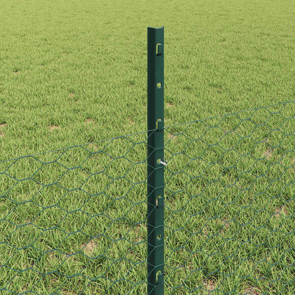vidaXL Fence with Post Green 0.5 x 50 m Steel and PVC
