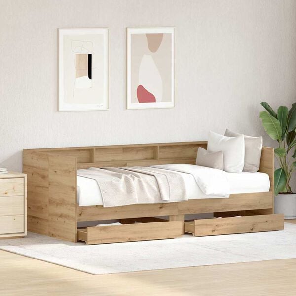 vidaXL Daybed with Headboard Artisan Oak 75 x 190 cm Engineered Wood