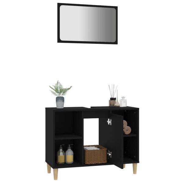 vidaXL 2 Piece Bathroom Furniture Set Black Engineered Wood