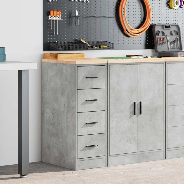 vidaXL Garage Storage Cabinet Concrete Grey 30x51x85 cm Solid Wood Pine