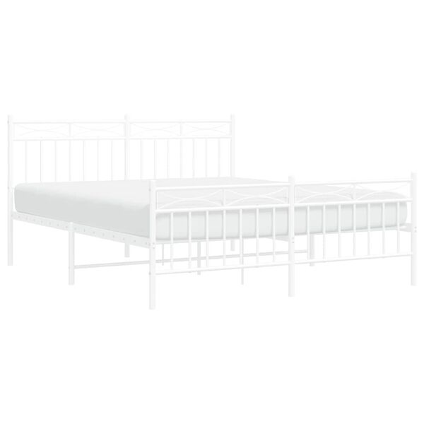 vidaXL Metal Bed Frame without Mattress with Footboard White 150x200cm