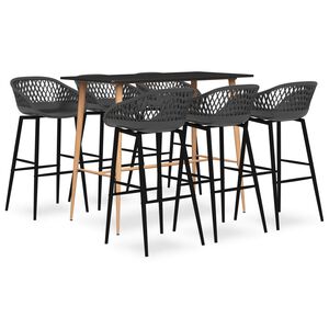 vidaXL Bar Set | Black and Grey | MDF | Standard | Durable | Bar Set