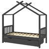 vidaXL Kids Bed Frame with a Drawer Dark Grey Solid Pine Wood 80x160cm