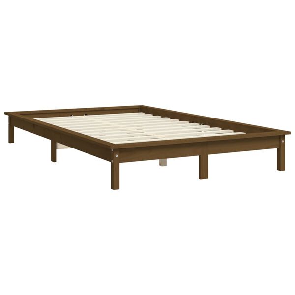 vidaXL Bed Frame without Mattress Honey Brown Small Double Solid Wood