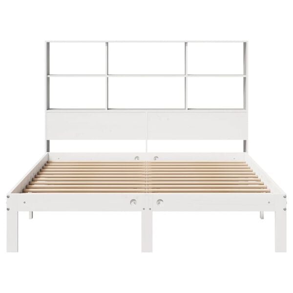 vidaXL Bookcase Bed without Mattress White 160x200cm Solid Wood Pine
