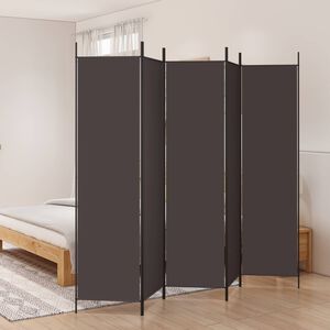 vidaXL 5-Panel Room Divider Brown 250x200 cm Fabric