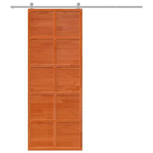vidaXL Barn Door Wax Brown 80x208 cm Solid Wood Pine