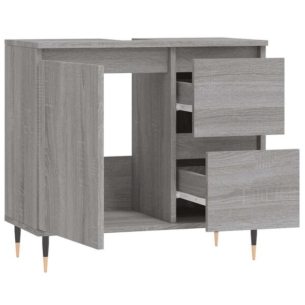 vidaXL Bathroom Cabinet Grey Sonoma 65x33x60 cm Engineered Wood