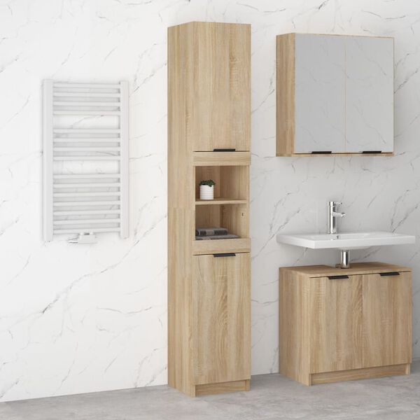vidaXL Bathroom Cabinet Sonoma Oak 32x34x188.5 cm Engineered Wood