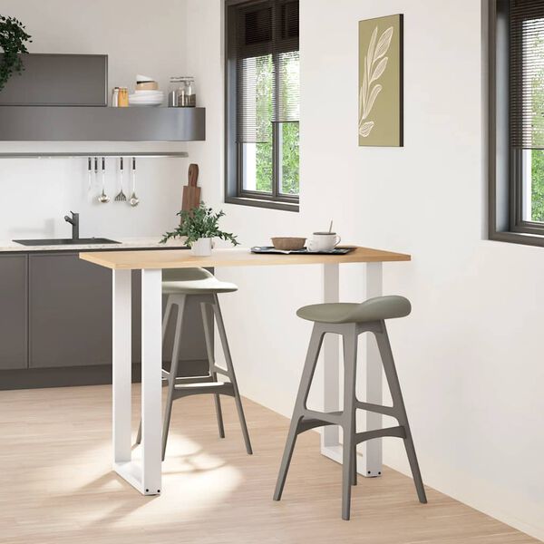 vidaXL Bar Table Legs U-Shaped 2 pcs White 60x(100-101) cm Steel