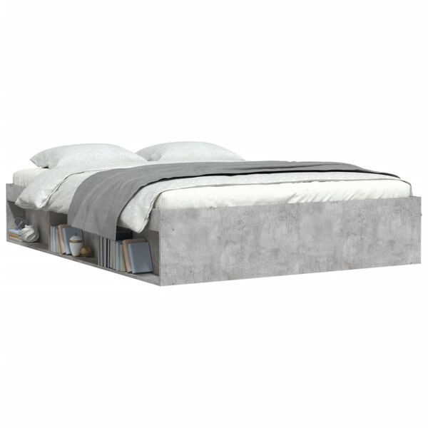 vidaXL Bed Frame without Mattress Concrete Grey 150x200 cm King Size King Size
