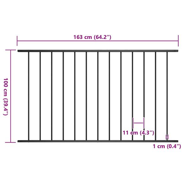 vidaXL Fence Panel Powder-coated Steel 1.7x1 m Black