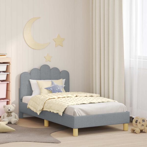 vidaXL Children's Bed Frame with Headboard Light Grey 80 x 160 cm