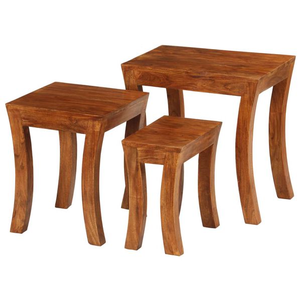 vidaXL Nesting Table Set 3 Pieces Solid Acacia Wood 50x35x50 cm Brown